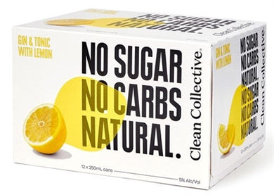 Clean Collective Gin, Lemon & Tonic 12 pack cans