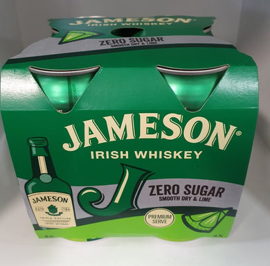 Jamesons & Zero Sugar Dry & Lime 4 pack cans
